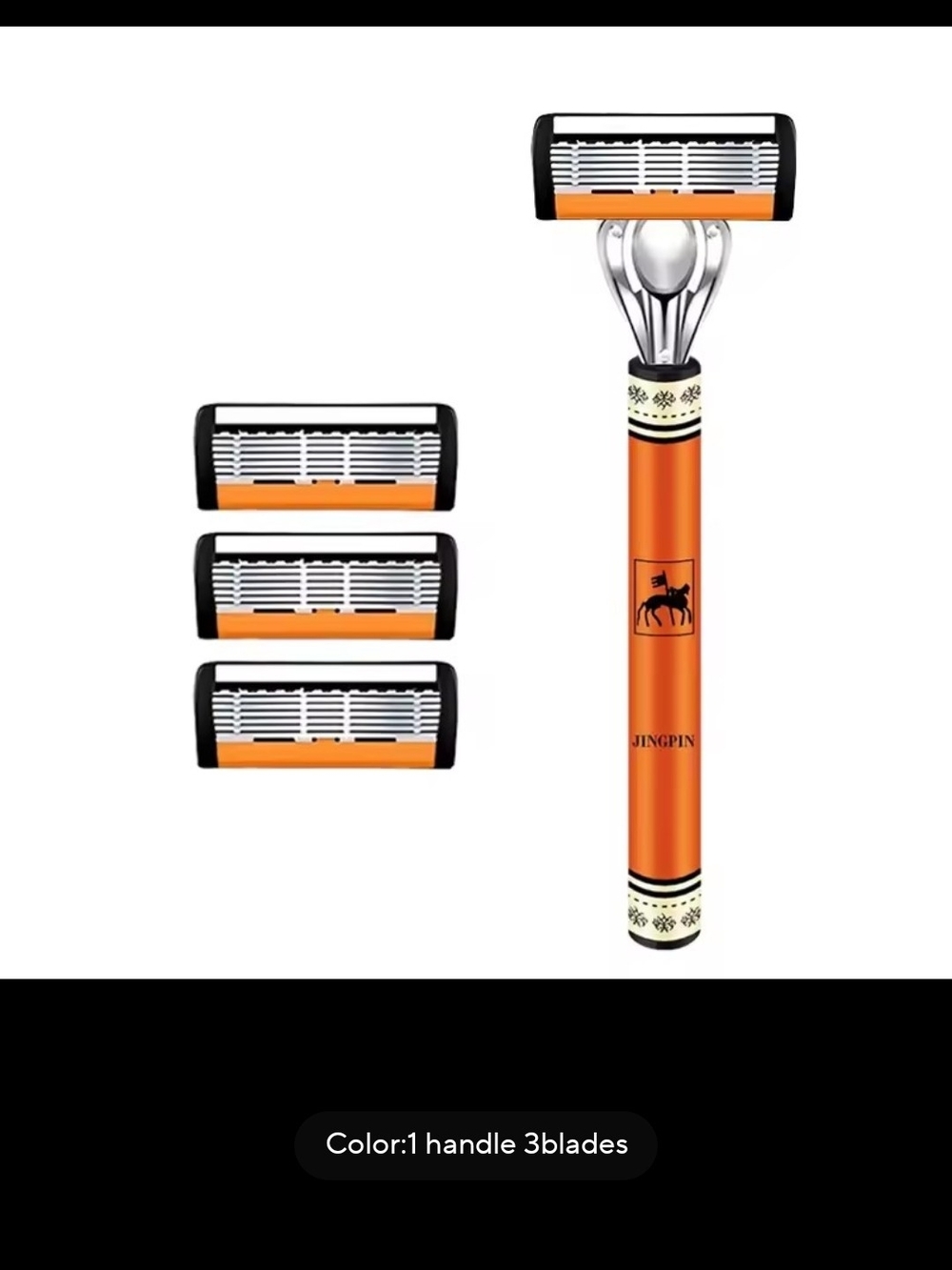 Jingpin Orange Men's Razor with 3 Replacement Blades